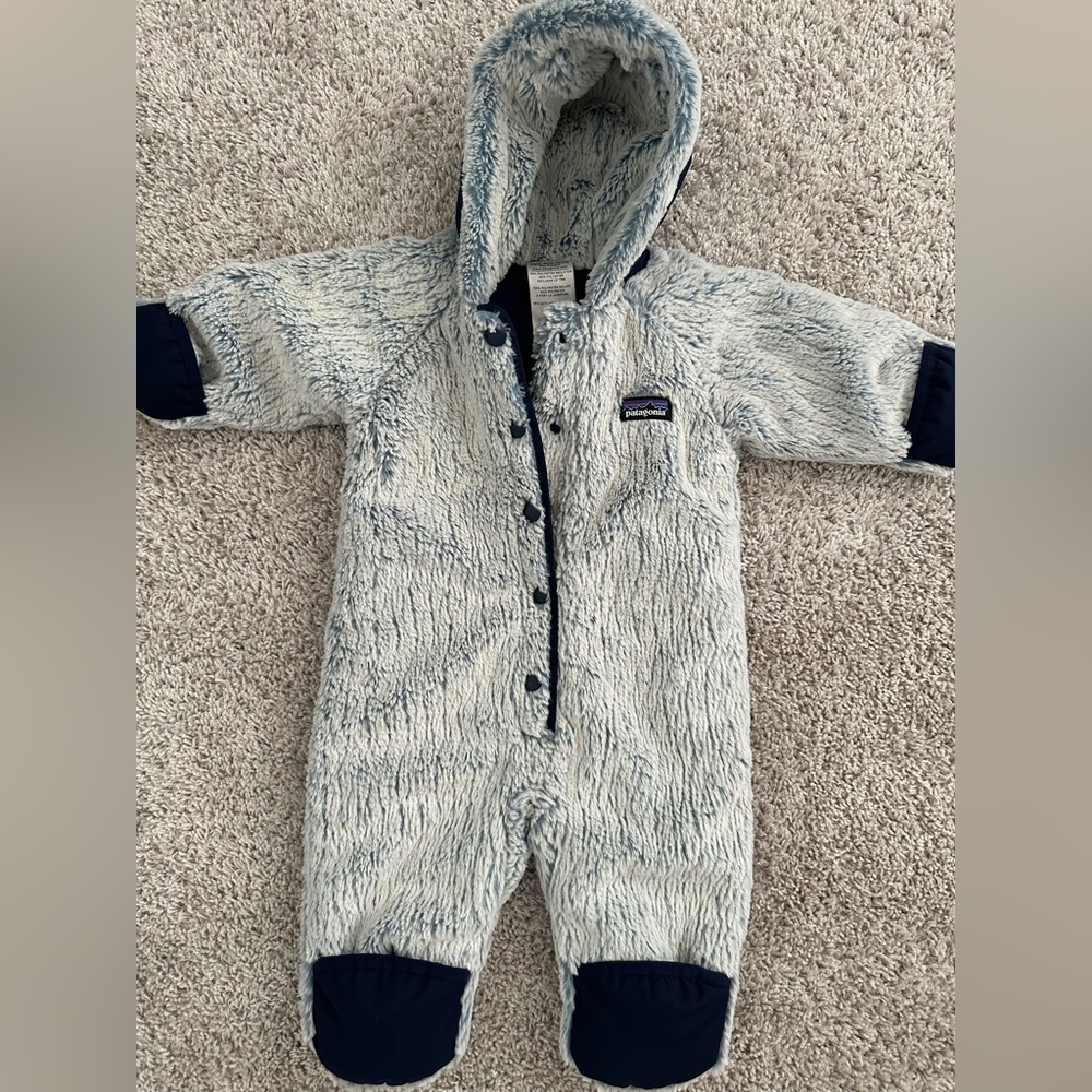 Patagonia Baby Furry Bunting Light Blue Size 3 Months